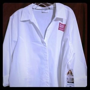 Ladies white button up blouse